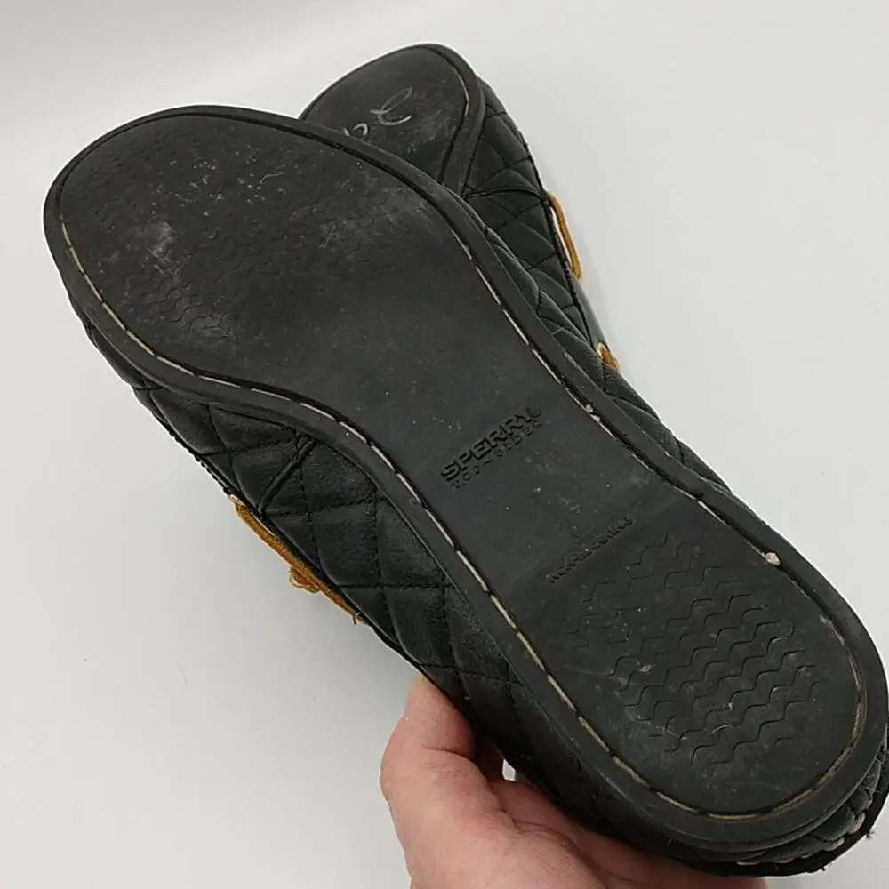 Sperry Top-sider Audrey Black Quilted Leather Boat size 8 1/2M